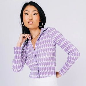 Princess Polly Long Sleeve Purple Print Top | 6